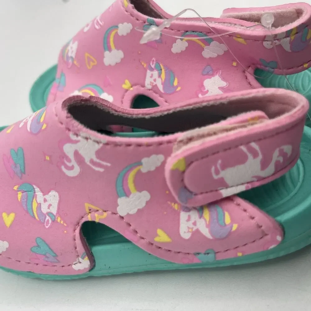Zoogs Toddler Girls Water Sandals Size 6 Pink Teal Unicorn Beach Pool Summer NWT